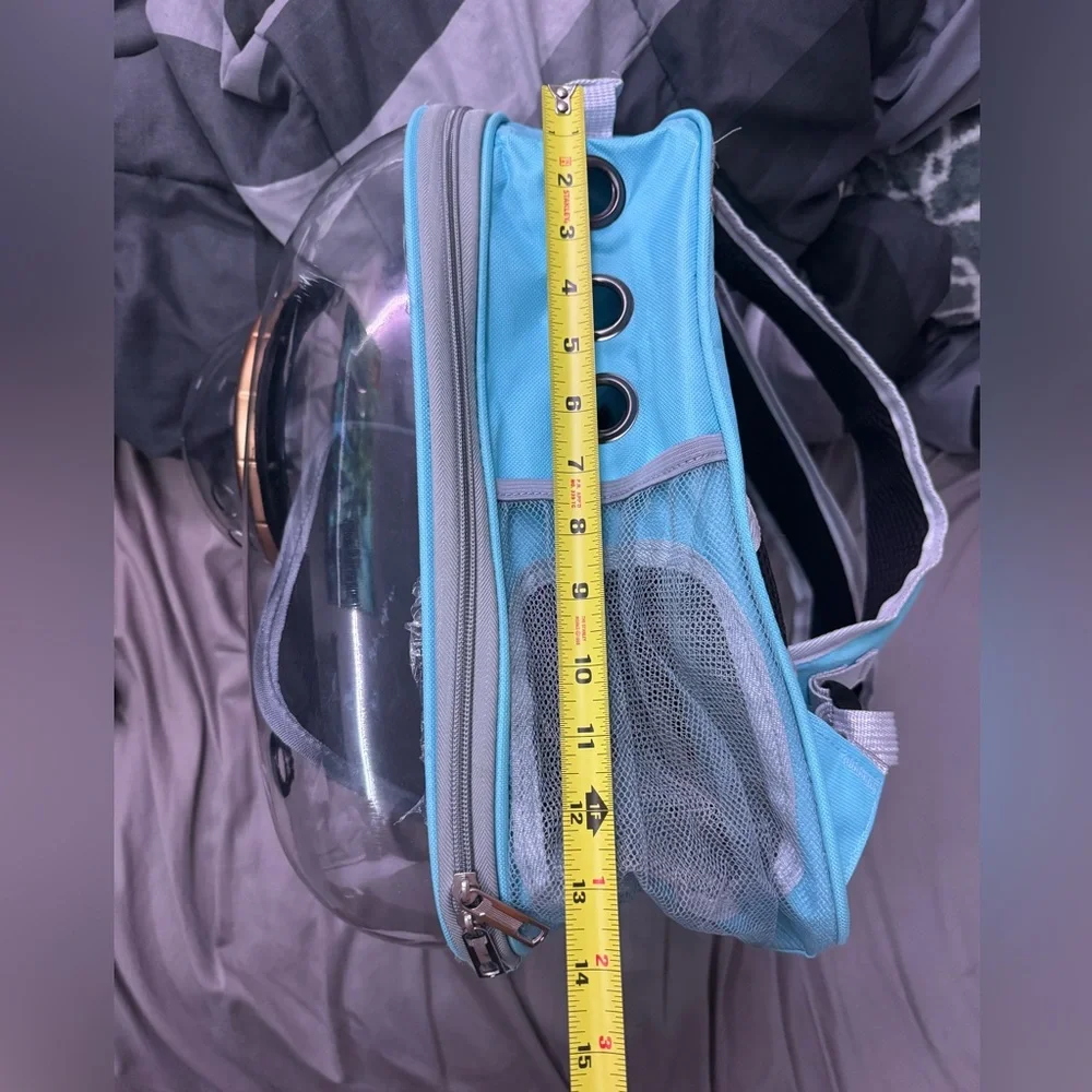 Pet backpack carrier teal/black/clear great condition